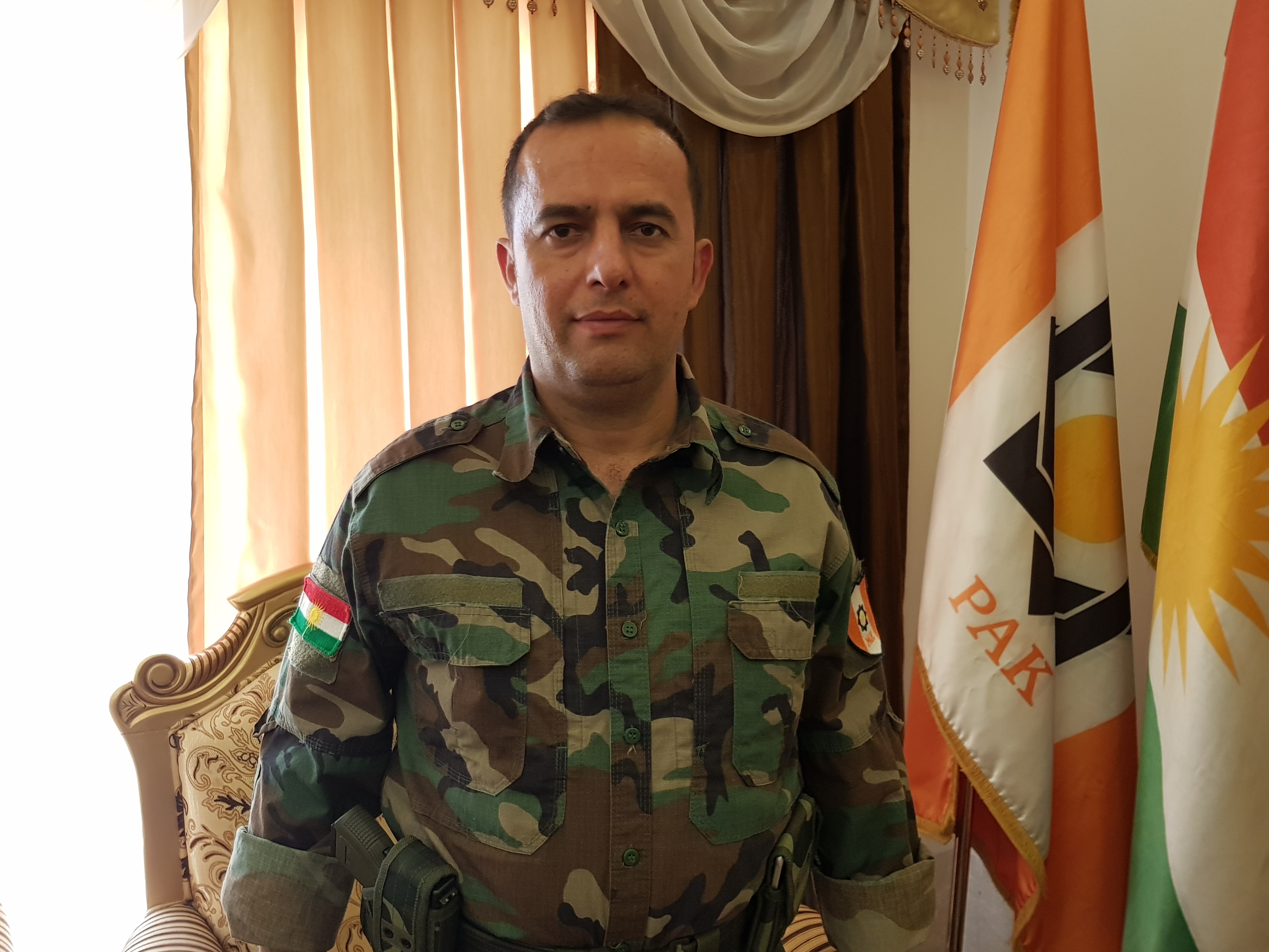 Ardalan Khosrawi, a military spokesperson for the PAK. (Photo: Kurdistan24/ Wladimir van Wilgenburg)