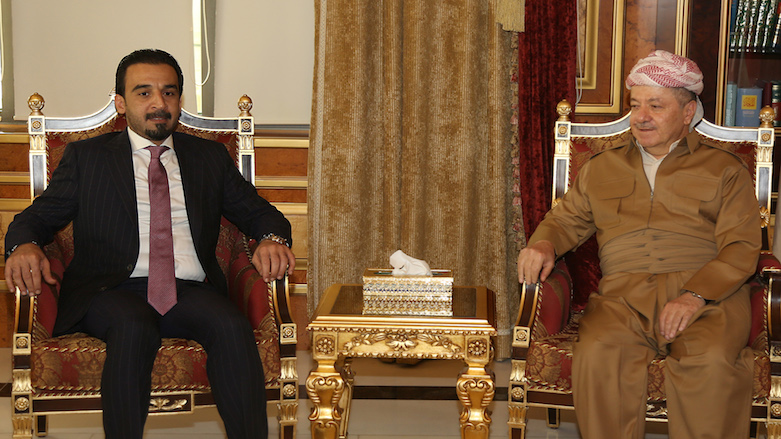 The newly-elected Iraqi Parliament Speaker, Mohammed Halbousi, meets with KDP President Masoud Barzani. (Photo: Masoud Barzani's website)