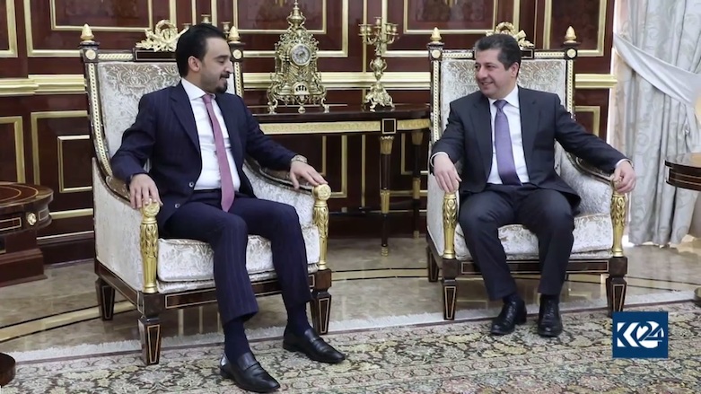 The newly-elected Iraqi Parliament Speaker, Mohammed Halbousi, meets with KRSC Chancellor Masrour Barzani. (Photo: KRSC)