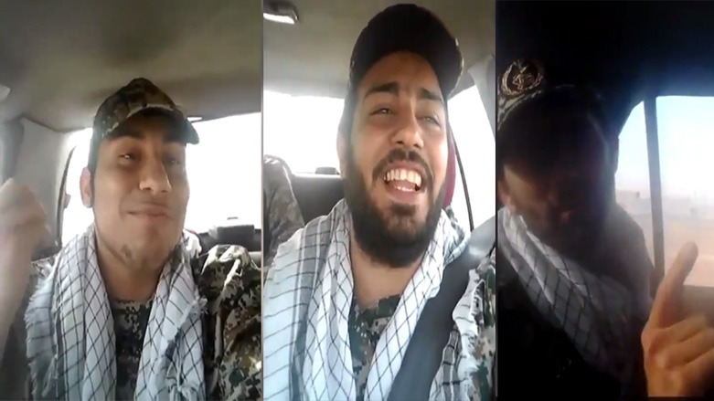 سه مهاجم داخل یک خودروی در حال حرکت در مقابل دوربین از حادثه اهواز می‌گویند