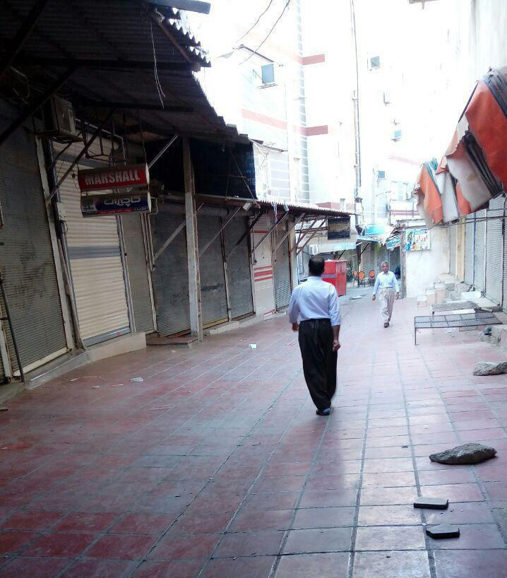 صحنه‌ای از اعتصاب عمومی در بانه در روز 21 شهریور که در شبکه‌های اجتماعی منتشر شده است