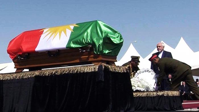 محمدجواد ظریف وزیر خارجه ایران در مراسم تشییع جنازه جلال طالبانی رئیس جمهور سابق عراق، سلیمانی 14 مهر 96