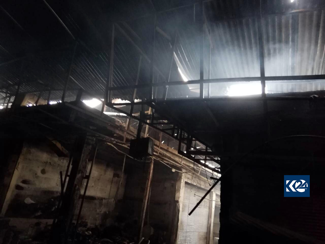 بازاڕی لەنگەی ھەولێر ئاگری گرت