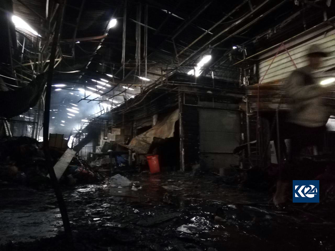 بازاڕی لەنگەی ھەولێر ئاگری گرت
