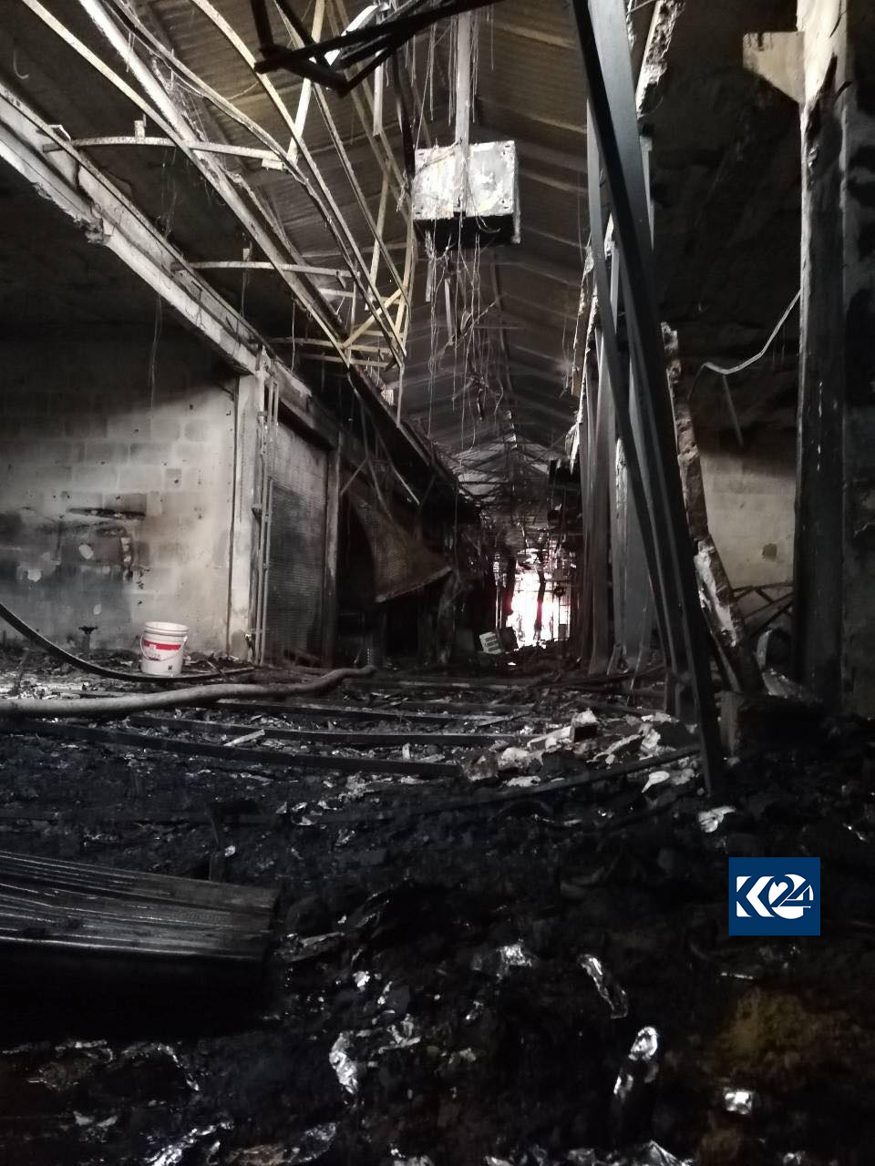 بازاڕی لەنگەی ھەولێر ئاگری گرت