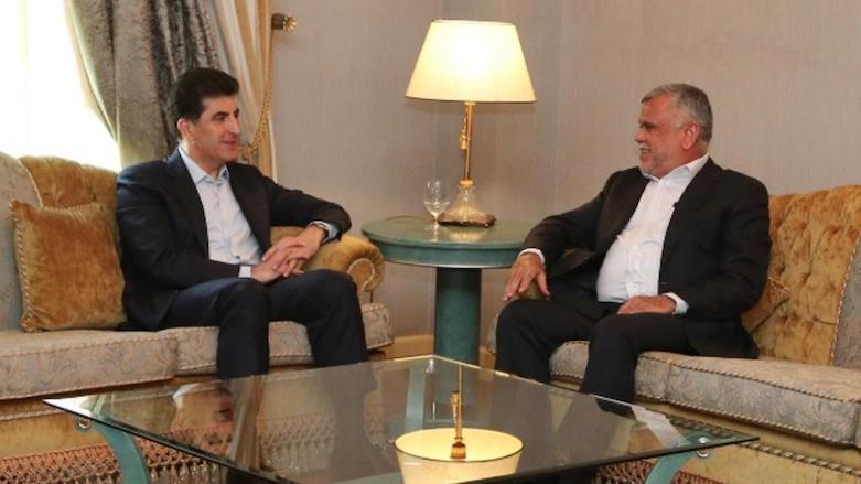 KRG Prime Minister Nechirvan Barzani during a meeting with Hadi al-Amiri, the Head of al-Fatih Coalition. (Photo: KRG)