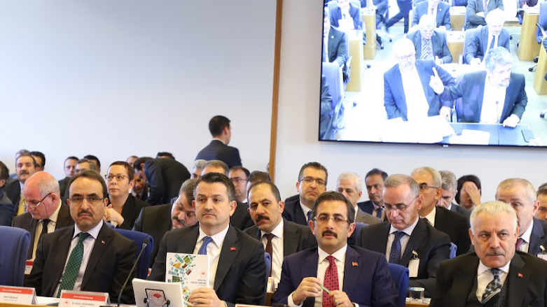 Turkish government officials along with Minister of Agriculture Minister of Agriculture (second from left at front) seen during a parliamentary committee meeting, Ankara, Nov. 17, 2018. (Photo: Reuters)