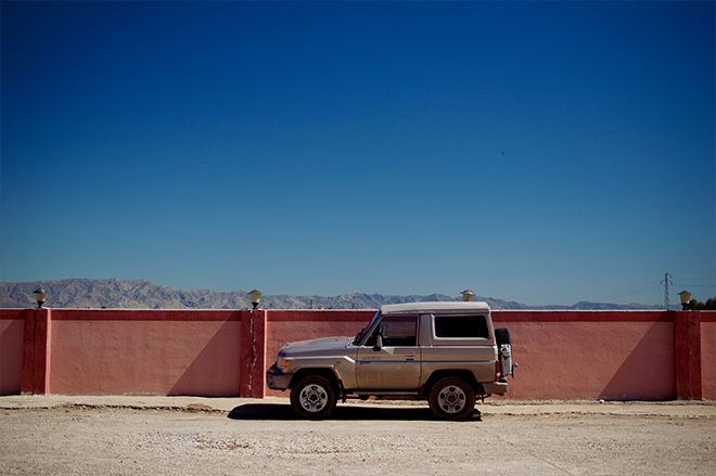 The pink gas station in Ruvia is a popular fuel stop. (Photo: Levi Clancy) 