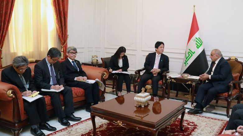Iraqi Prime Minister Adil Abdul-Mahdi (right) during a meeting with Kintaro Sunwara, the special adviser to Japan’s prime minister, and an accompanying delegation in Baghdad. (Photo: Iraqi PM's Office)