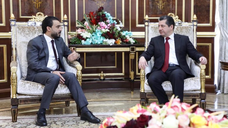 Kurdistan Region Security Council (KRSC) Chancellor Masrour Barzani (right) received Halbousi in Erbil, Kurdistan Region, Dec. 15, 2018. (Photo: KRSC)