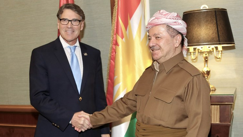 Masoud Barzani receives US Secretary of Energy Rick Perry in Erbil, Dec. 11, 2018. (Photo: Barzani's press office)