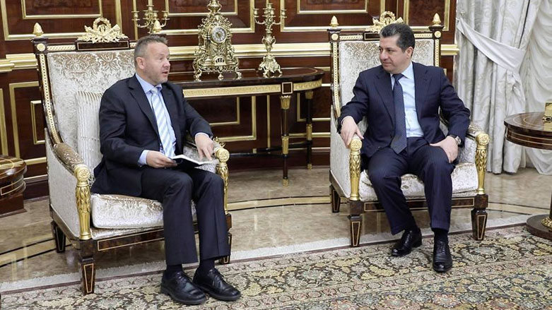 KRSC Chancellor Masrour Barzani meets Norway Chargé d’affaires Roar Haugsdal in Erbil, Dec. 5, 2018. (Photo: KRSC)