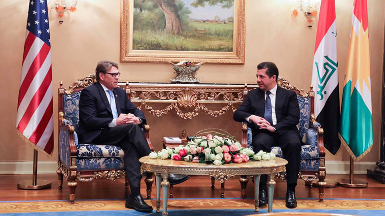 Masrour Barzani meets US Secretary of Energy Rick Perry in Erbil, Dec. 11, 2018. (Photo: Barzani's press office)
