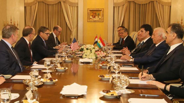 Nechirvan Barzani meets US Secretary of Energy Rick Perry in Erbil, Dec. 11, 2018. (Photo: Barzani's press office)