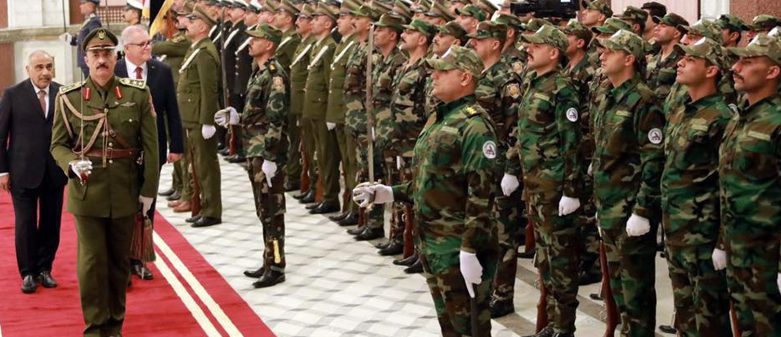 Commander of the Iraqi honor guards leads the Iraqi, Australian PMs for a viewing of the different components of the country's security apparatus on Dec. 20, 2018. (Photo: PM Abdul-Mahdi's office)