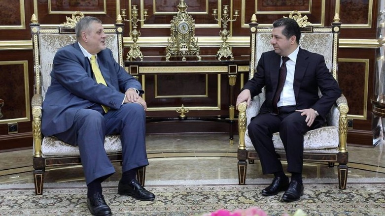 Jan Kubis meets with Masrour Barzani in a farewell visit to the Kurdistan Region. (Photo: KRG)
