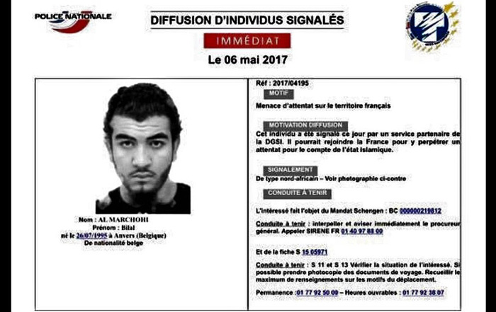 Marchichi was wanted in a manhunt by French police in May 2017 for allegations of involvement in an Islamic State attack plot in Paris. (Photo: Police Nationale)