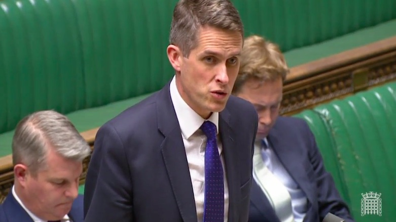 UK Secretary of State for Defense Gavin Williamson during a parliament session on Jan. 14, 2019. (Photo: Screenshot Parliament Live TV)
