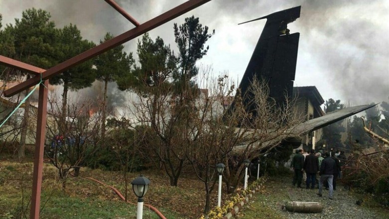 A Boeing 707 cargo plane crashes in west of Tehran, Jan. 14, 2019. (Photo: Social Media)
