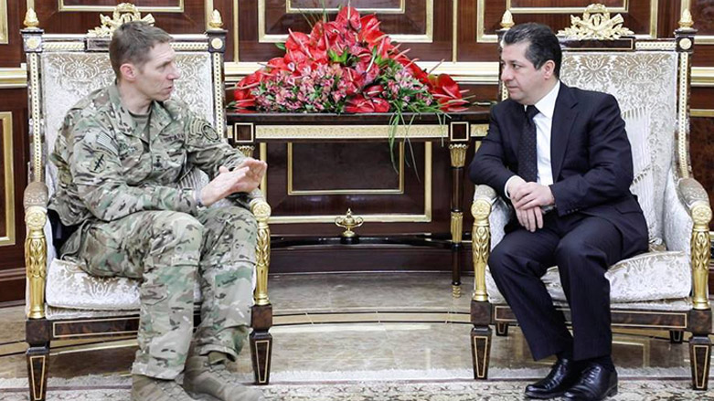 Masrour Barzani, Chancellor of the Kurdistan Region Security Council (KRSC), meets with US Major General Patrick Roberson of the US-led coalition. (Photo: KRSC)
