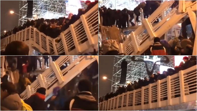 لەكاتی چاوەڕوانی ساڵی نوێ پردێك لەژێر خەڵك داڕوخا