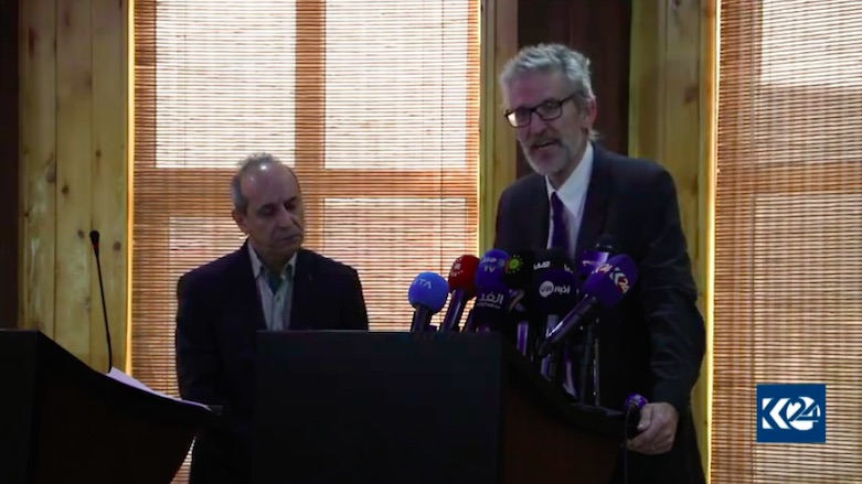 British human rights lawyer Clive Stafford Smith speaks at a press conference in Qamislo on Jan. 21, 2019. (Photo: Kurdistan 24)