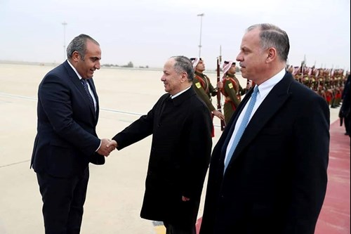 President of the Kurdistan Democratic Party (KDP), Masoud Barzani (middle), arrived in the Jordanian capital on Jan. 27, 2019. (Photo: Masoud Barzani's office)
