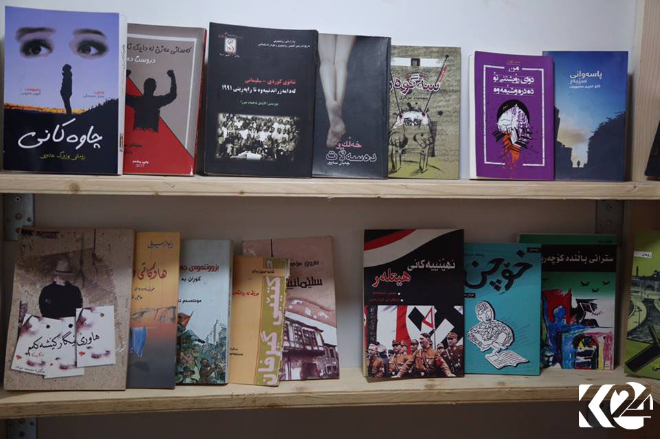 Some of the works available at the bookstore on Salim Street’s sidewalk.