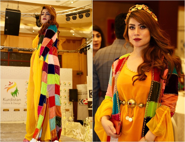 Awara Jamal's colorful design, modeled by local talent, was enough to earn her a third-place finish. (Photo: Kurdistan 24/Ibrahim Fatah)