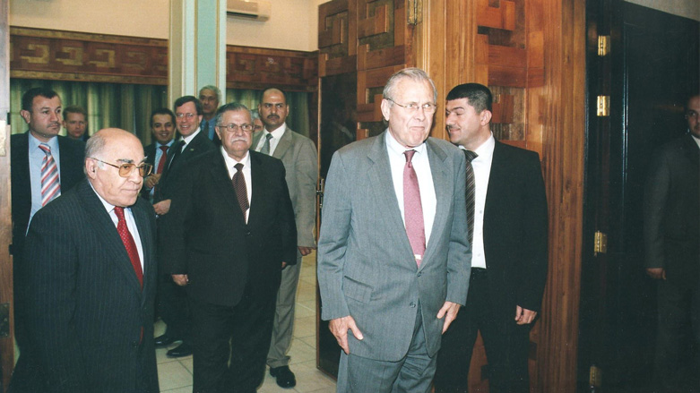 From left to right, Kamran Karadaghi, Jalal Talabani, and Donald Rumsfeld in Washington, DC in 2005. (Photo: Kamran Karadaghi)