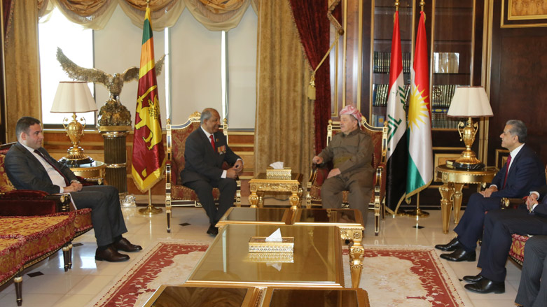 KDP President Masoud Barzani receives Sri Lankan Ambassador to Iraq Niranjan Ranasinghe in Erbil, Feb. 6, 2019. (Photo: Barzani's press office)