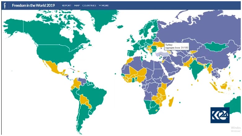 Tirkiye di nav welatên ne azad de tê destnîşankirin