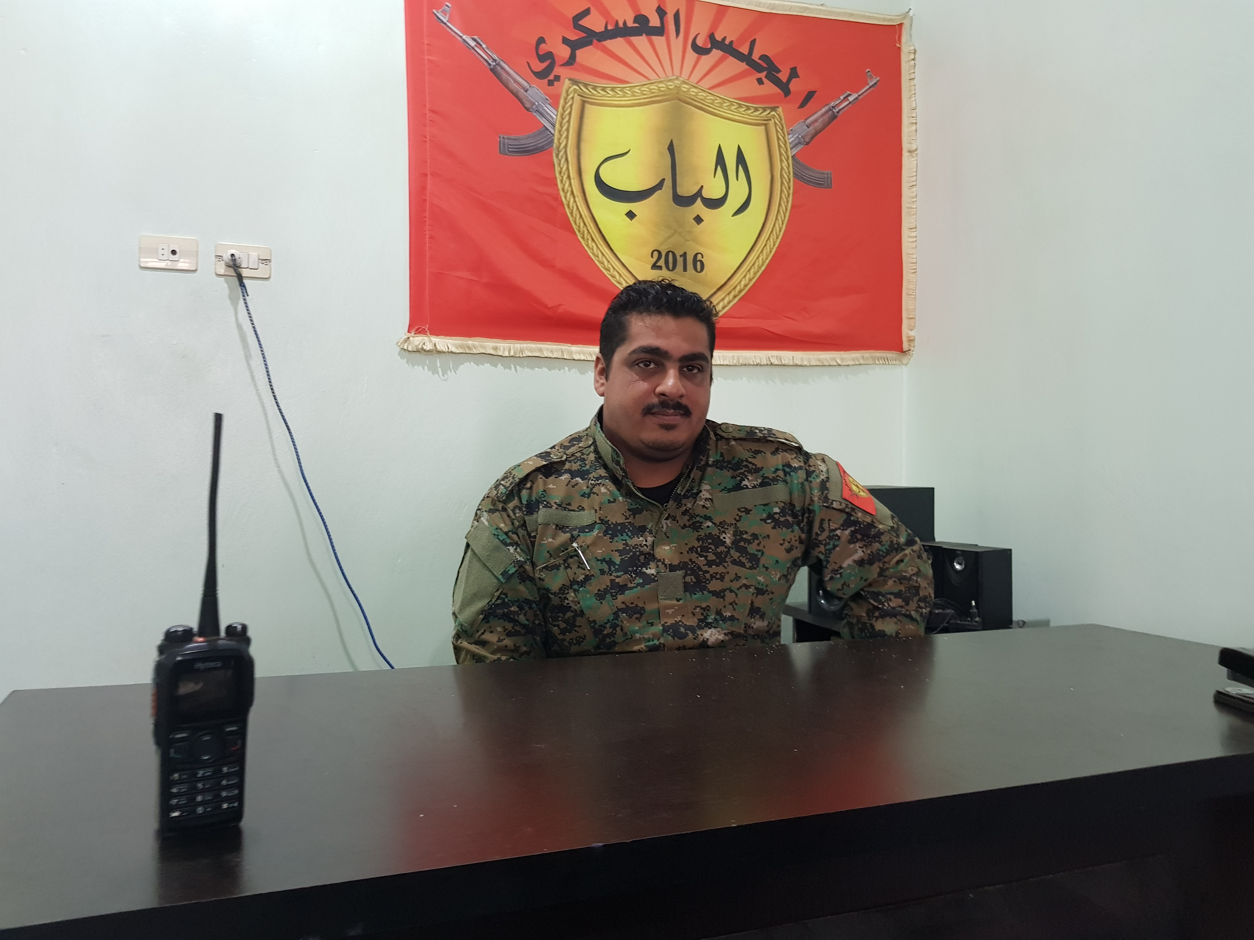 General Commander of the Bab Military Council Jamal Abu Juma in his office, Feb. 27, 2019 (Photo: Kurdistan 24/Wladimir van Wilgenburg)