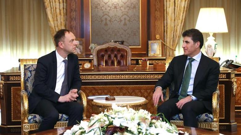 Director for Near and Middle East and North Africa at the German Foreign Office, Christian Buck, made the comments during a meeting with Kurdistan Region Prime Minister Nechirvan Barzani (right), March 7, 2019. (Photo: KRG)