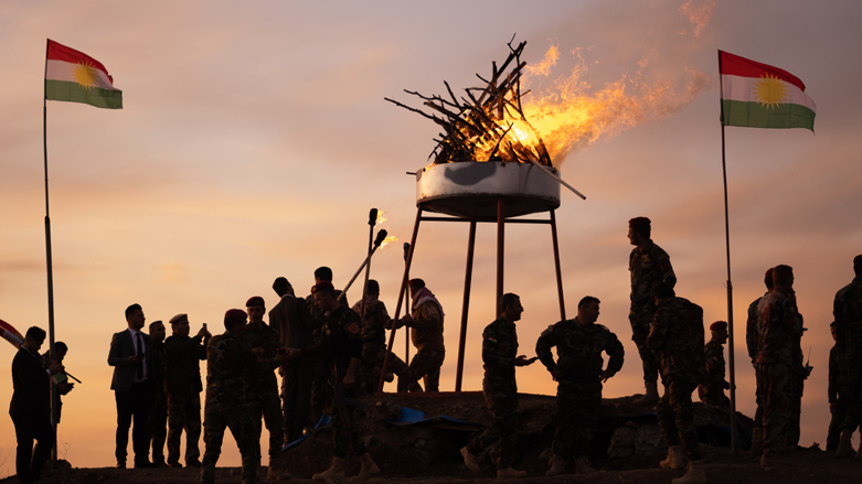 The festive bonfire marking Newroz. (Photo: Levi Clancy/Kurdistan 24)