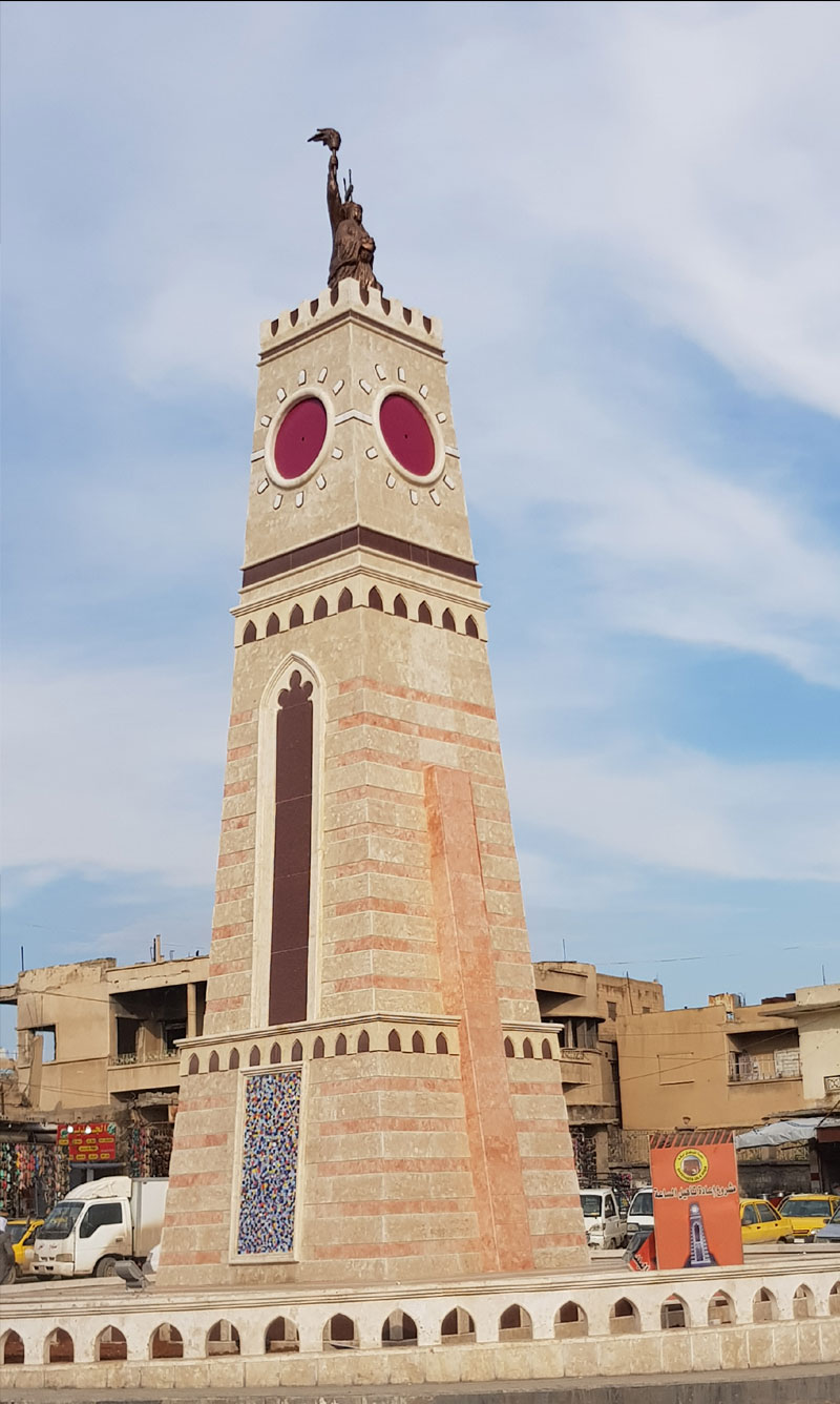 The renovated clock tower in Raqqa, 28 February, 2019. (Photo: Wladimir van Wilgenburg/Kurdistan 24)