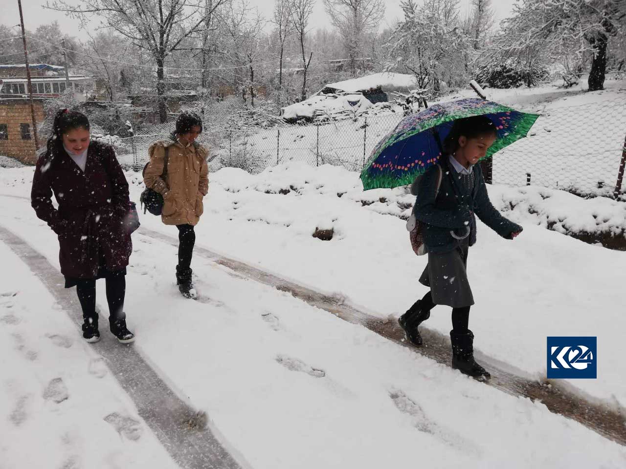 شەپۆلێكی بەفربارین چەند ناوچەیەكی ھەرێمی كوردستانی گرتەوە
