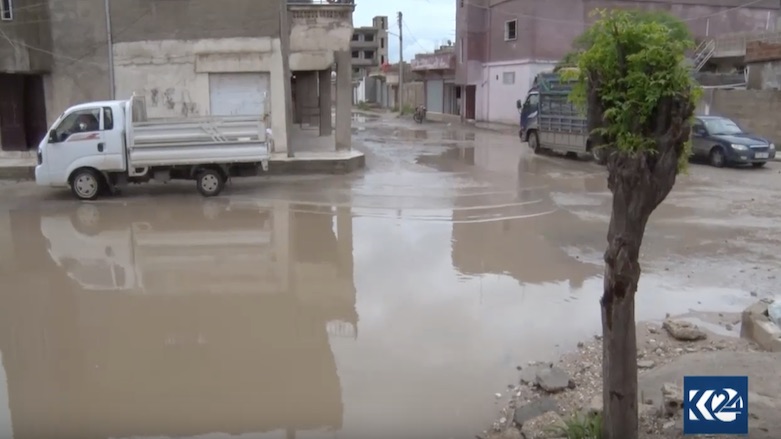 Weeks of heavy rainfall have flooded streets in the city of Qamishlo. (Photo: Kurdistan 24) 