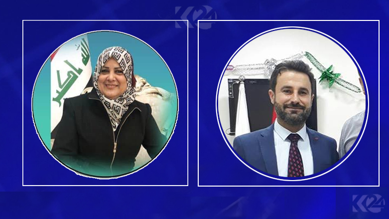 القاضي اركان قادر وسفانة الحمداني (صورتان ارشيفيتان حررتا بواسطة كوردستان 24)