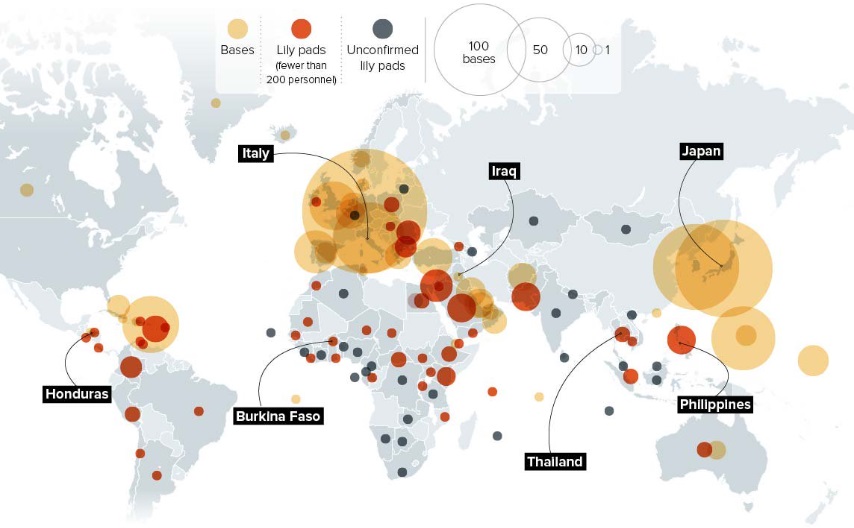 بنکە سەربازییەکانی ئەمەریکا لە نزیک ئێران