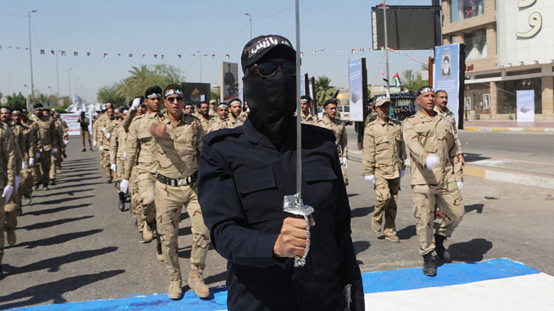 Iran-backed Shia militia members celebrate Quds Day in the Iraqi capital of Baghdad, May 31, 2019. (Photo: AP/Khalid Mohammed)