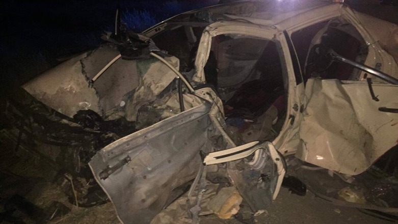 The damages sustained by the taxi in the accident, June 5, 2019. (Photo: Kurdistan 24)
