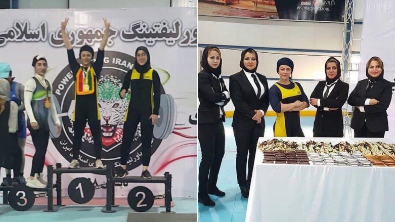 Dilkhosh Abdullah draped the Kurdistan flag over her shoulders as she collected her gold medal. (Photo: Social Media) 