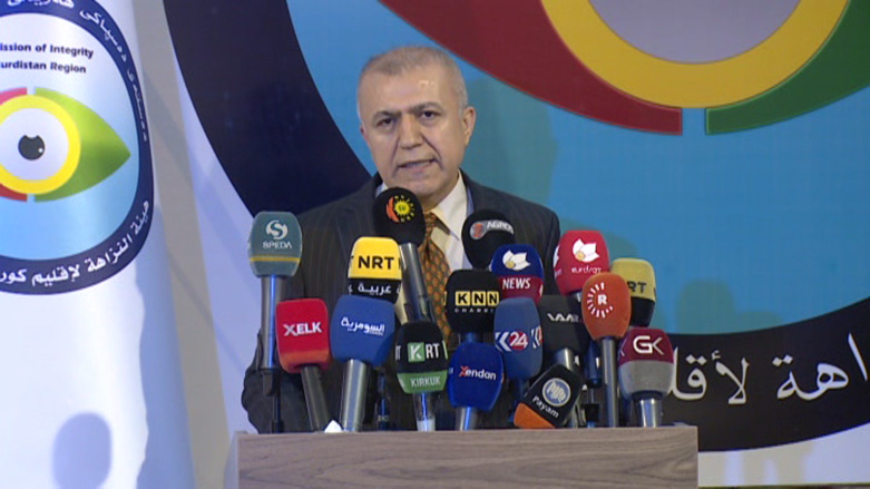 The Chairman of the Kurdistan Region's Commission of Integrity, Ahmed Anwar, during a press conference in Erbil, July 18, 2019. (Photo: Kurdistan 24)