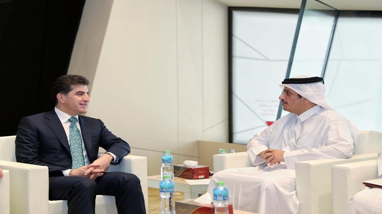  Presdent of the Kurdistan Region Nechirvan Barzani (Left), with Mohammed bin Abdulrahman Al Thani , Qatar’s Minister of Foreign Affairs. (Photo: KRG presdency) 