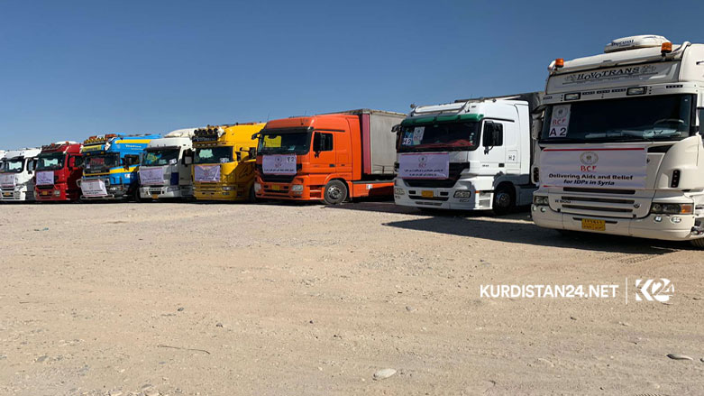 اعزام کاروانی از کمک های خیرخواهانه موسسه خیریه بارزانی به غرب کردستان 