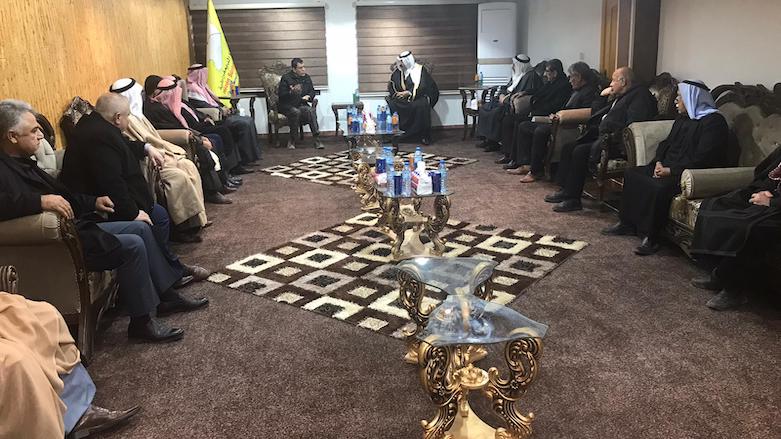 Commander-in-Chief of the Syrian Democratic Forces (SDF), General Mazloum Abdi (left), during a meeting with leaders of Arab tribes in Syria. (Photo: Archive)