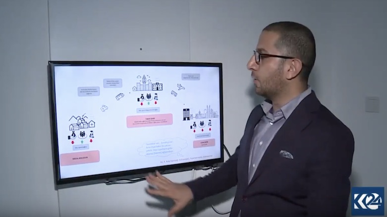 Dr. Tevfik Bayram explains his research on language barriers in Turkey’s healthcare system. (Photo: Kurdistan 24)