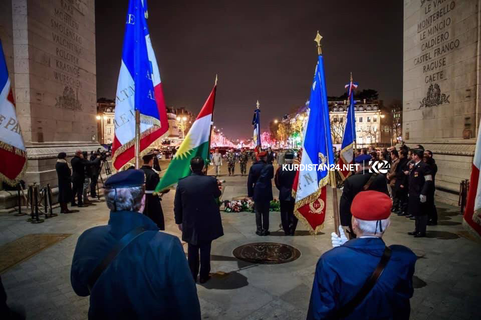 VIDEO: Peshmerga Commanders lay wreath at Triumphal Arch in Paris