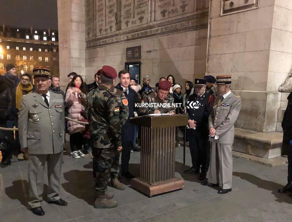 VIDEO: Peshmerga Commanders lay wreath at Triumphal Arch in Paris